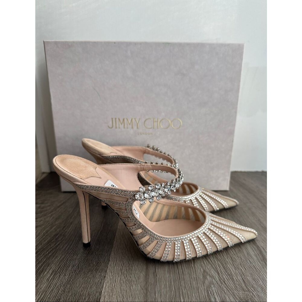 Jimmy Choo Bing 100MM Crystal-Embellished Mesh Mules EU39.5/US9.5 $1950 - Picture 7 of 12